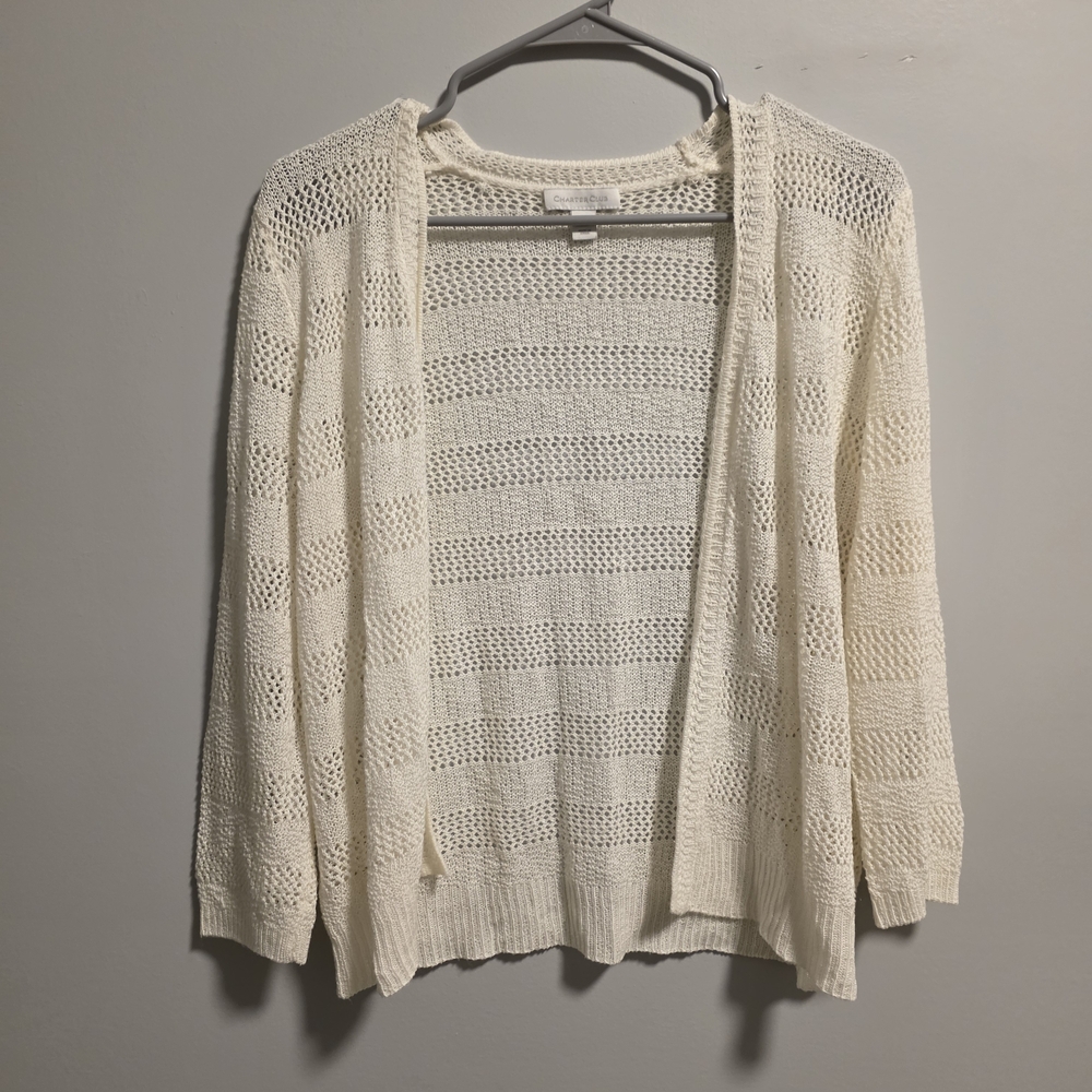 Charter Club Cream Open-Front Cardigan